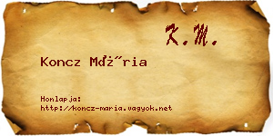 Koncz Mária névjegykártya